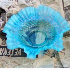 Fenton Blue Hobnail Glass Vase